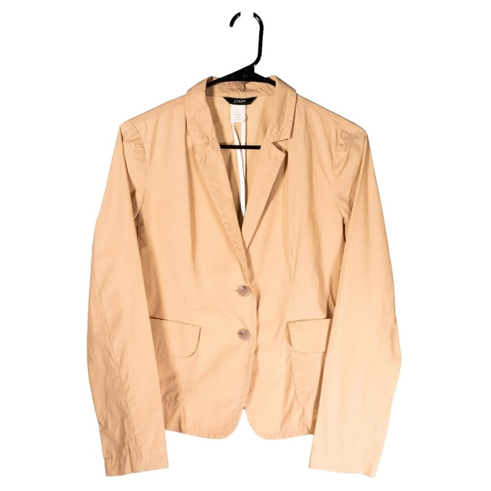 J. Crew Womens Blazer Beige Khaki Two Button Lightweight Work Suit Jacket Size 4